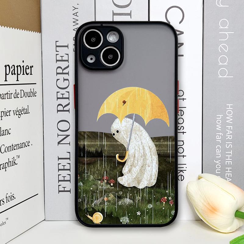 Cute Cartoon Little Ghost Phone Case for Samsung Galaxy S25 Edge S24 Ultra S23 S22 Plus S21 FE Back Covers Funny Halloween Gifts
