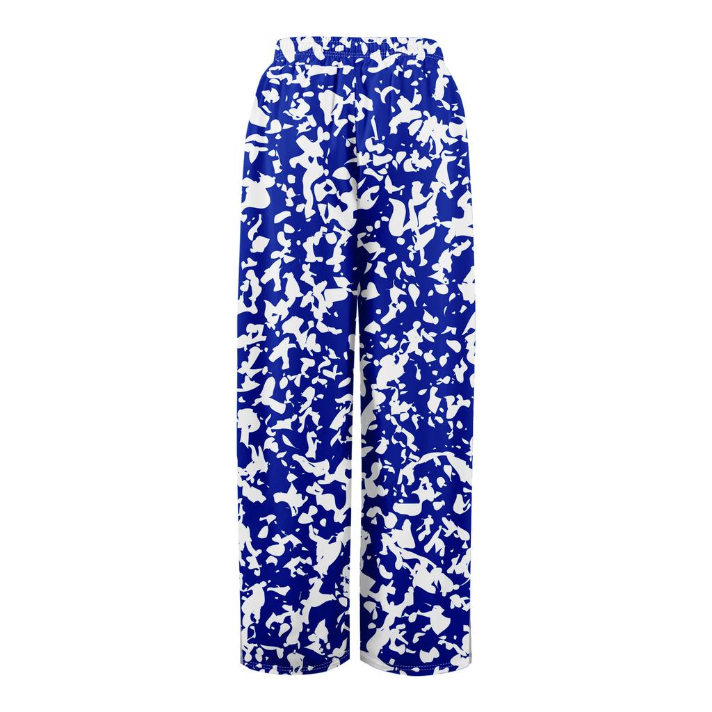 Women Summer Boho Palazzo Pants High Waist Wide Leg Floral Printing Casual Trousers With Pockets