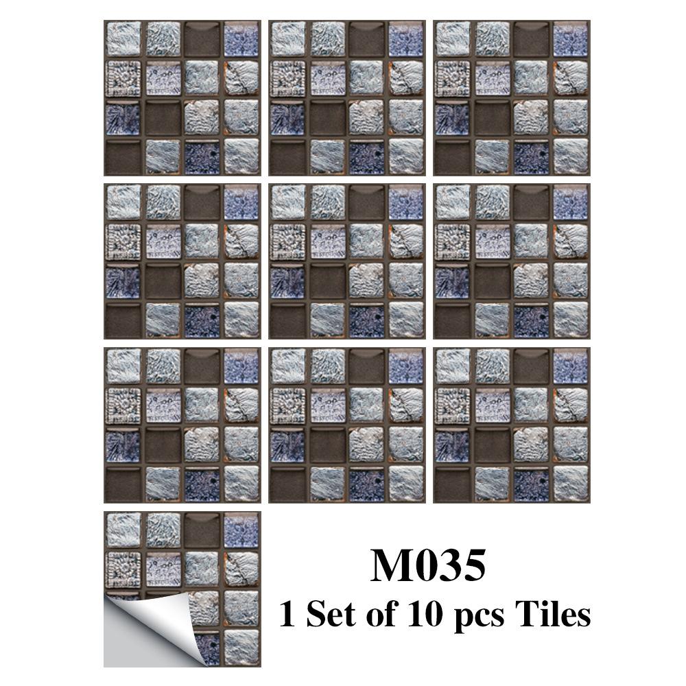 10PCS Mosaic Style Tile Simulation Stickers Self-adhesive Kitchen Waterproof PVC Wall Stickers Living Room Bathroom Decoration