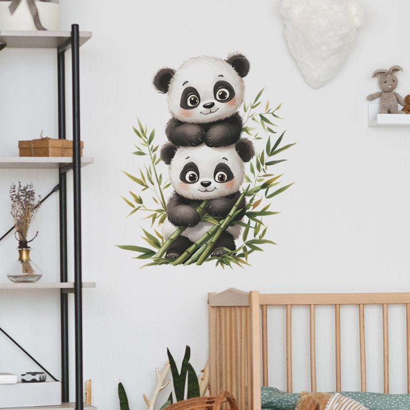 Cartoon Aquarell Bambus Panda Schlafzimmer Wohnzimmer Eingang Dekoration Selbstklebend Raumdekor