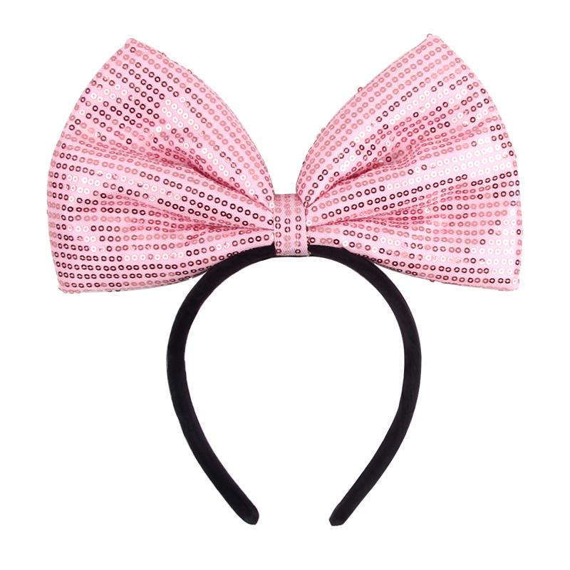 Klasyczna Czerwona 6" Duża Cekinowa Kokarda Opaska do Włosów Dziewczynki Urodziny Festiwal Opaska Dzieci Impreza Cosplay DIY Akcesoria do Włosów Femme