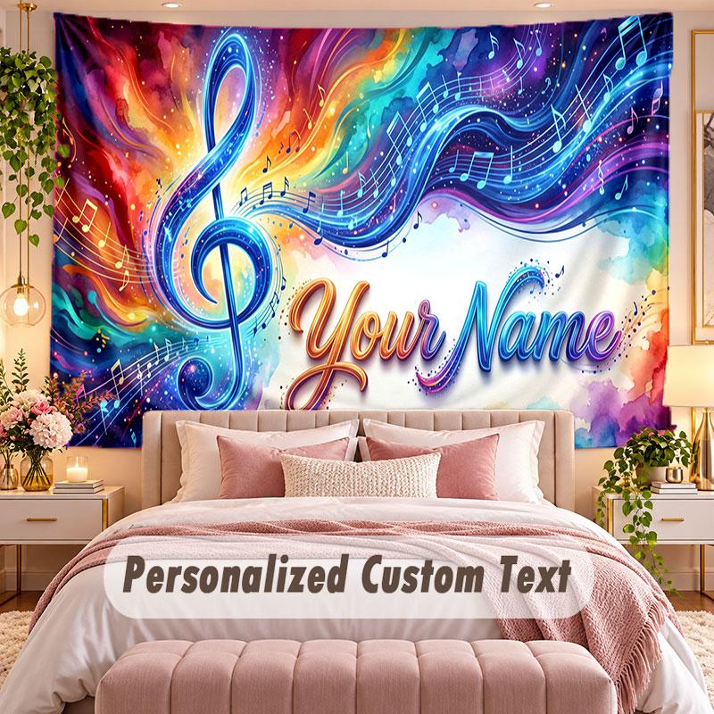 Music General (428) Theme Wall Tapestry Customized With Name Text Personalized Hanging Tapestry For Bedroom Living Room Decor