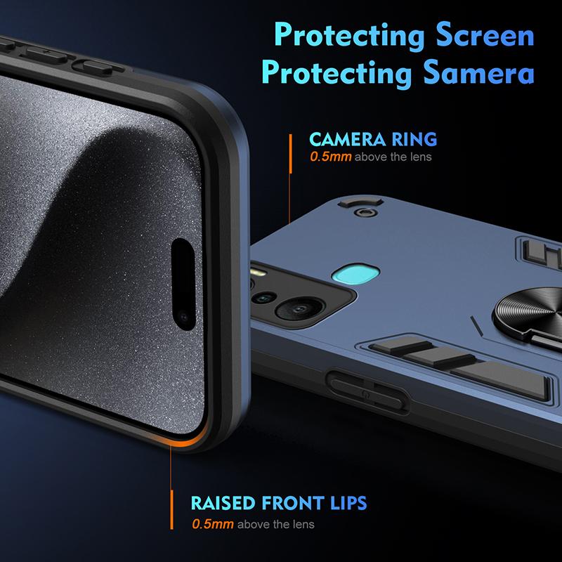 Armor Case For Infinix X6511B X6511 X665E X6831 X6882 Full Body Rugged Protective Car Magnetic Ring Stand Hard Phone Cover