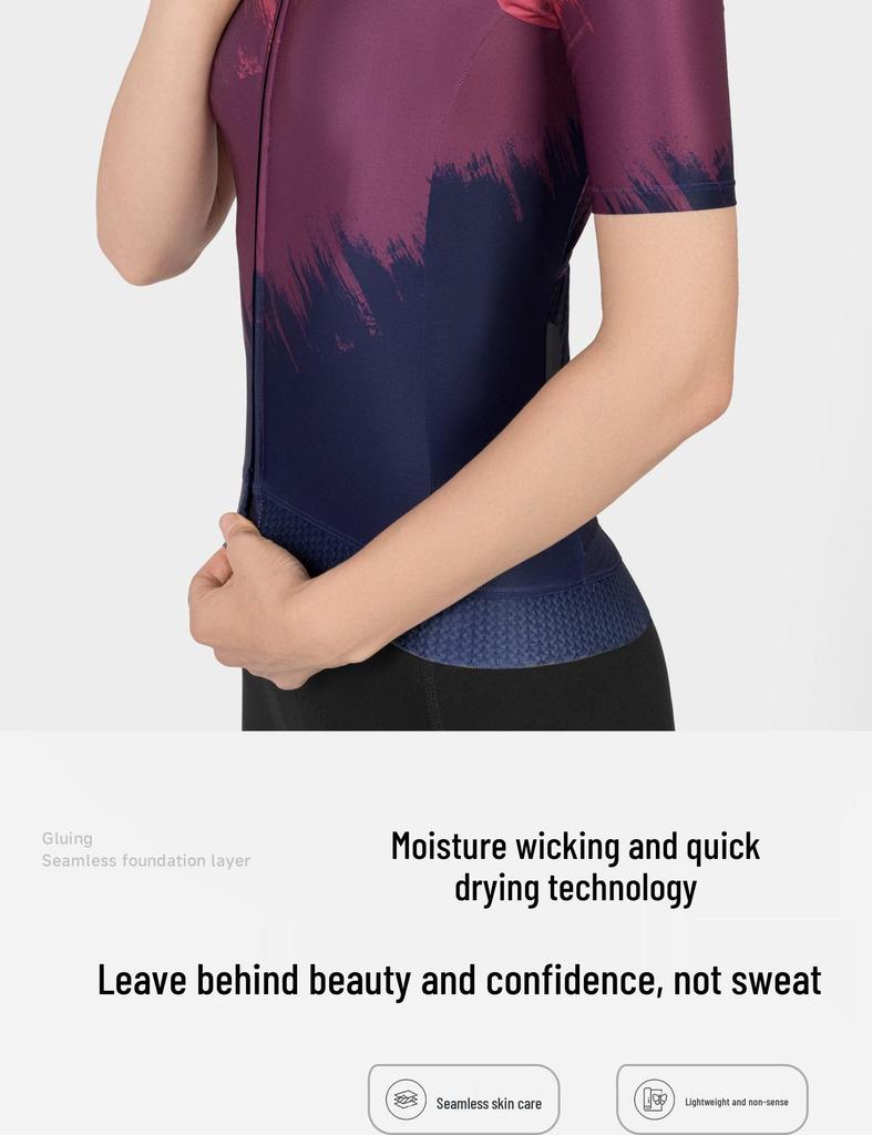 NUCKILY Damen Schlankmachendes Radtrikot - Sonnenschutz, Atmungsaktiv, Kurzarm Rennrad Oberteil
