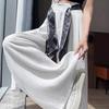 Women's Summer Wide-Leg High Waist Pants with Draped Silk Scarf Belt