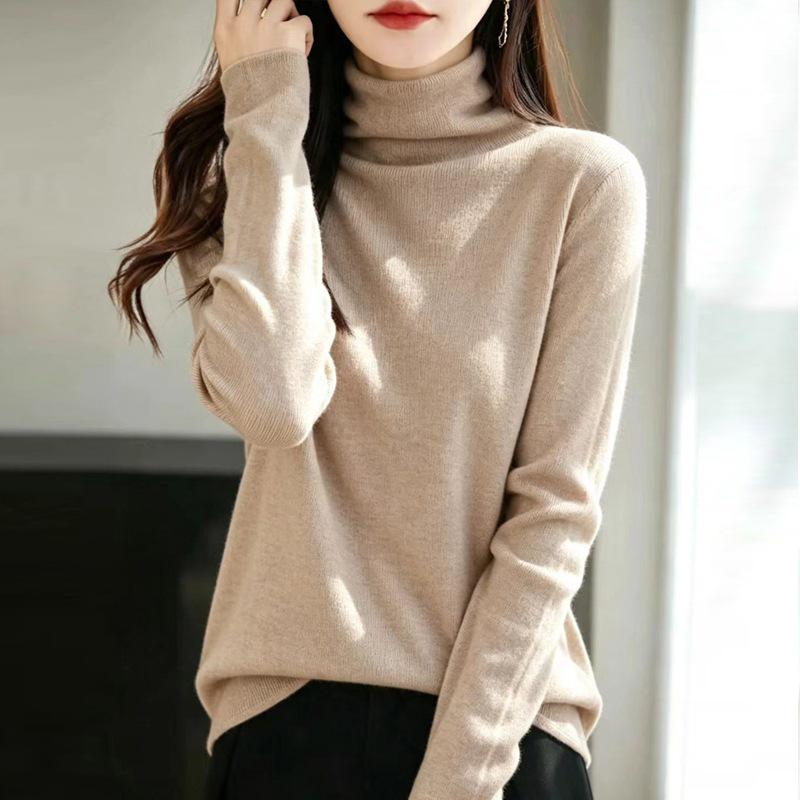 Autumn/Winter 2026 Women's High Neck Turtleneck Knit Pullover Sweater - Long Sleeve Base Layer