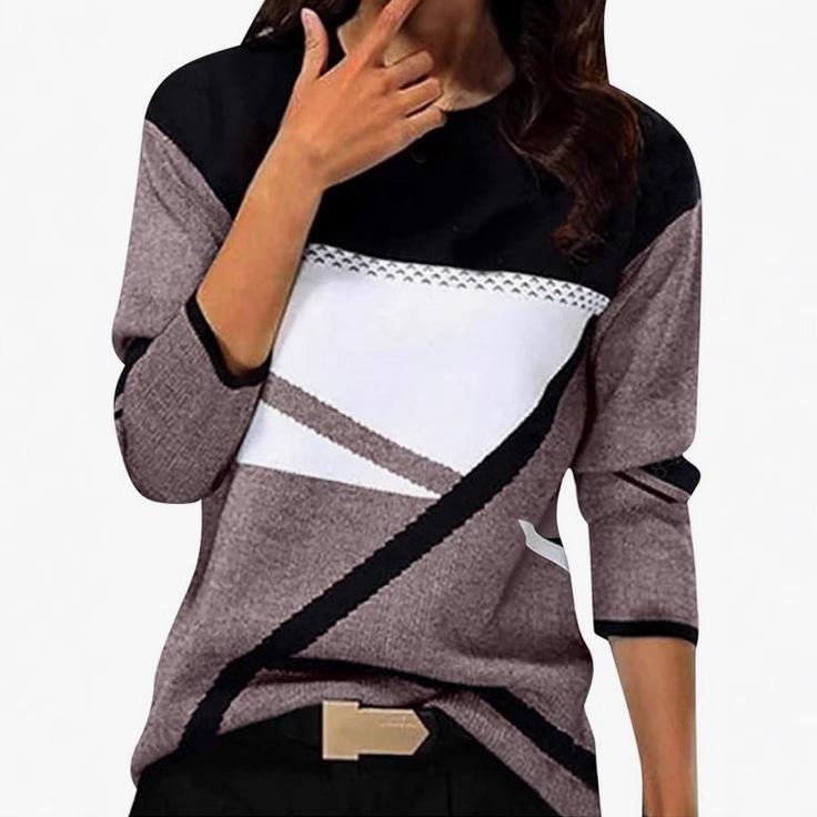 Wiosenne i jesienne T-shirty damskie z okrągłym dekoltem, z nadrukiem w 3D w modny, swobodny sposób, z długim rękawem