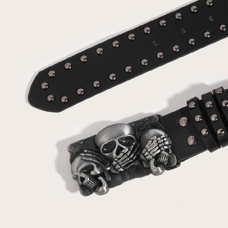 Skull Buckle Grunge Punk Waist Belt Modern Buckle for Jeans Dress Unsiex