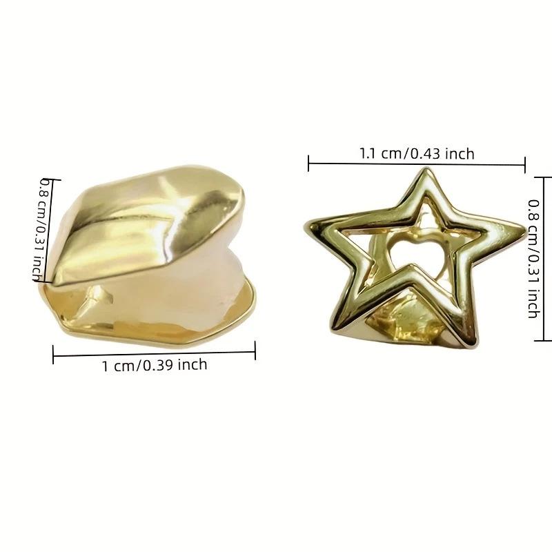 Y2K Punk Stern Grillz-Glänzender Hohl Pentagramm Zähne Schmuck mit Doppelzahn-Passform, Unisex Abnehmbares Mund-Accessoire für Partys