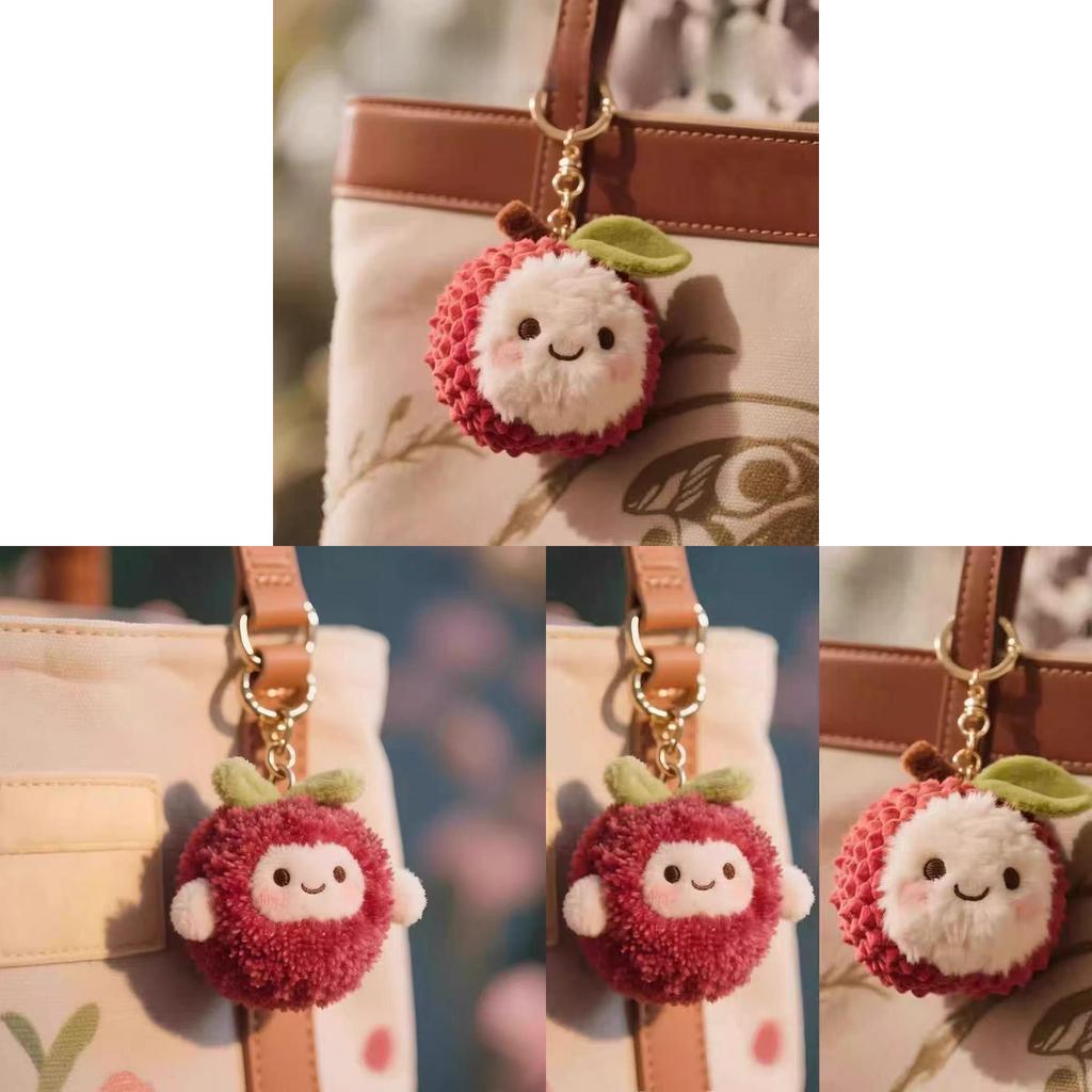 Lychee And Yangmei Plush Keychain With Soft Pp Cotton For Bag Decor