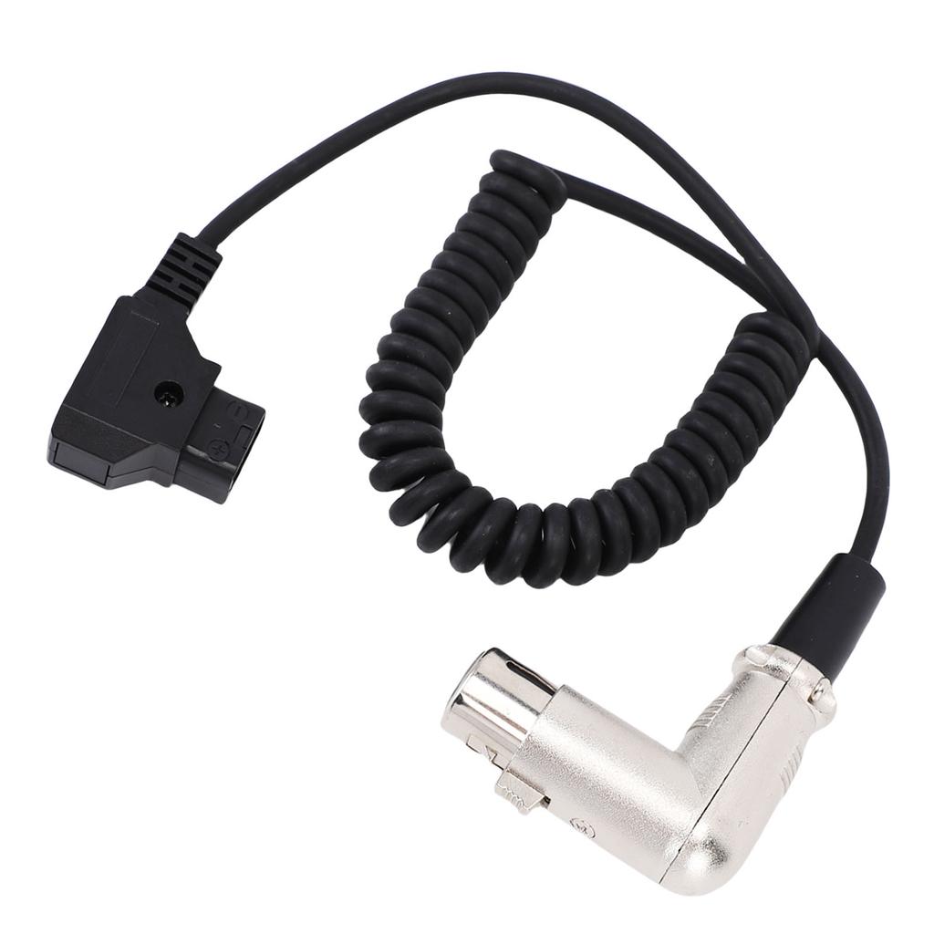 XLR Right Angle Power Coiled Cable D Tap B Male To 4 Pin for DSLR Camcorder Camera