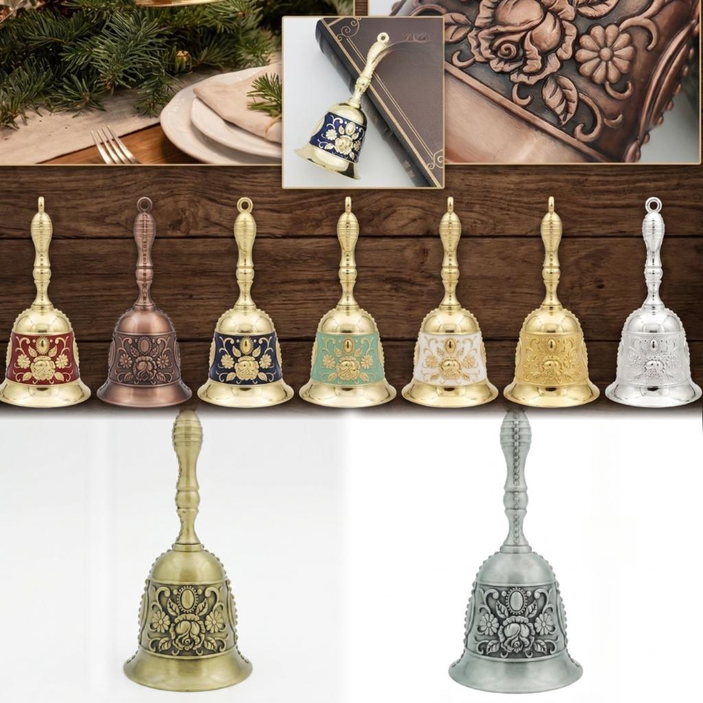 Hand-Cranked Engraved Service Bell - Vintage Bell for Dining, Weddings and Holiday Gifts