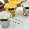 Reusable Stainless Steel Tea Strainer with Lid Spice Filter Loose Tea Infuser Basket  Home