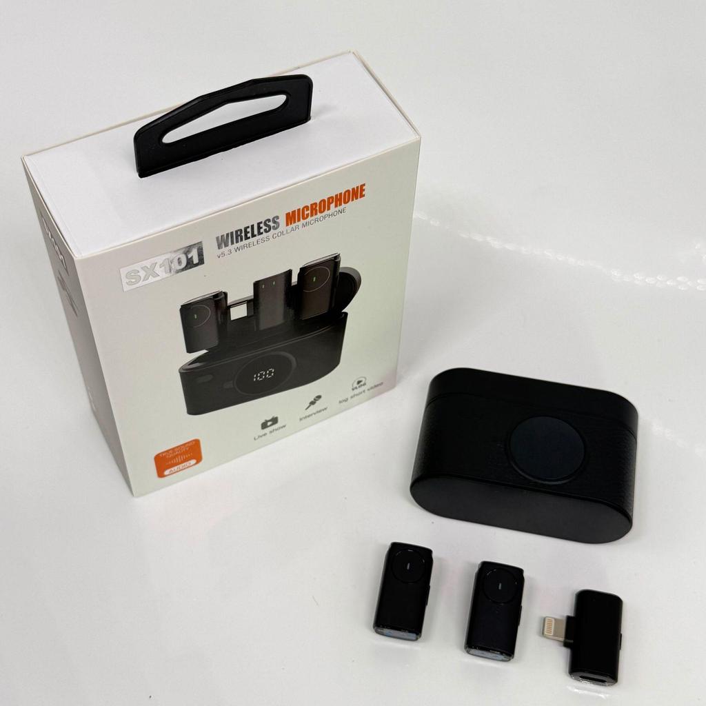 SX101 Wireless Lavalier Microphone with AI Noise Reduction for Live Streaming and Recording