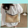 Trendy Black White Khaki Brown Woven Tote Bag Ideal For Casual Summer Outings