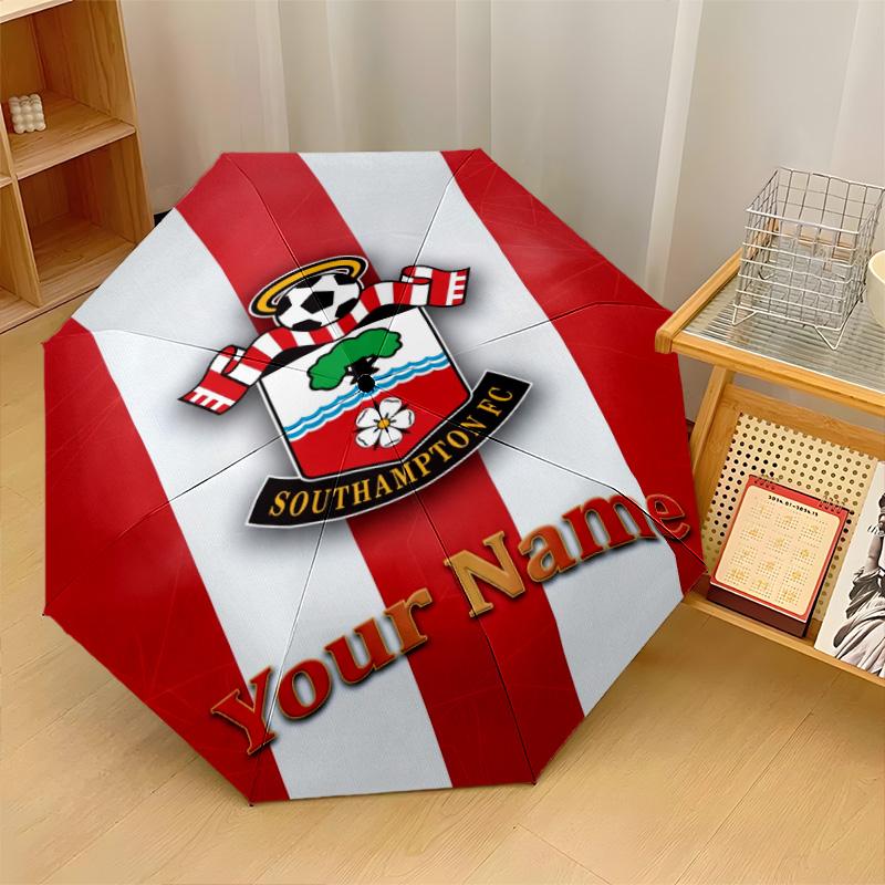 Southampton FC Automatic 3‑Fold Umbrella 8‑Rib Windproof Folding Umbrella Sun Rain Protection For Outdoor Travel Daily Use