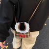 Mini Furry Handbag Shoulder Pouch Bow Shoulder Bag Fashion Plaid Crossbody Bag  Women