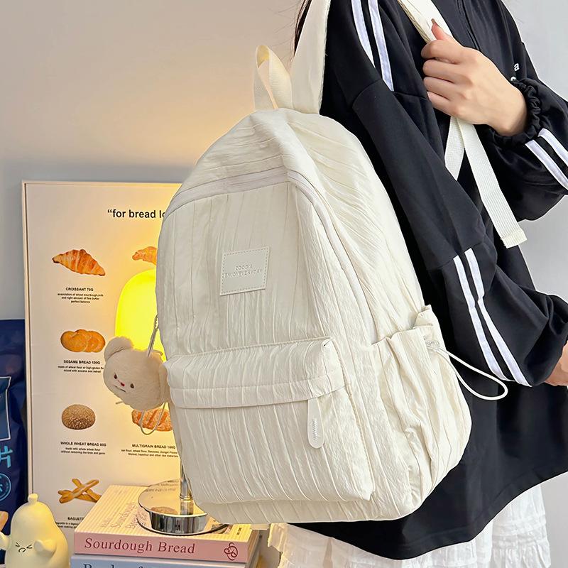 Schoolbag Solid Color Backpack 1011 New Junior High School Girls High School College Students School Bag Women Travel Lightweight Small Backpack