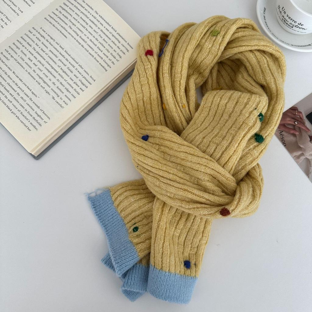 Solid Color Knitted Scarf for Women Winter Soft Student Couple Knitted Scarf