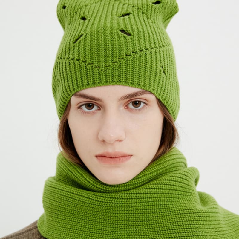 

MOONSUN Argyle Hole Knit Beanie / Forest One