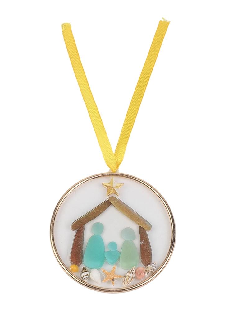 Coastal Nativity Ornament Jesus Birth Ornament Golden Star Accent