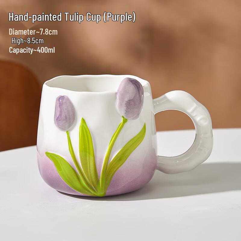 Changqi Hand-Painted Tulip Ceramic Mug