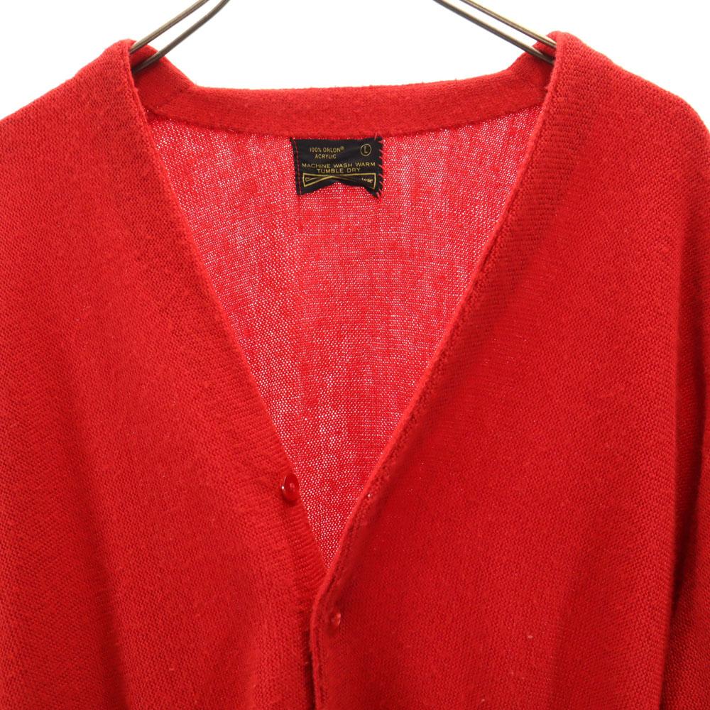 Sears 70er Vintage Langarm Acryl Strickjacke L Rot Herren Gebraucht