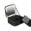 Makeup Bag with LED Mirror Travel Cosmetic Organizer with Adjustable Dividers USB Rechargeable Light-up