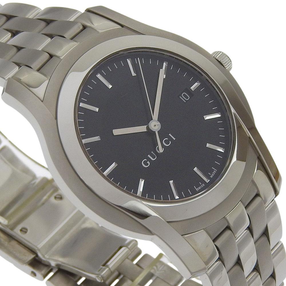 Gucci G Class Watches 5500XL blackDial Stainless Steel Quartz Analog Display Mens Used
