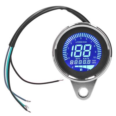 Rychloměr 0?160KMH LCD Digitální LED Měřič Rychlosti pro Motocykl 12V DC Retro Chromový Styl