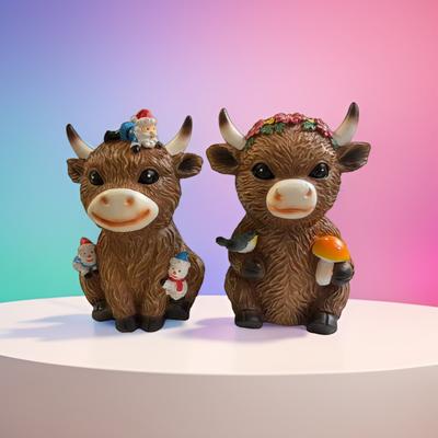 Highland Cattle Home Furnishings Outdoor Dining Table Ornament for The Family Entrance Hall
