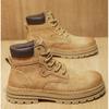 Rhubarb Boots Martin Boots Spring and Autumn Men's Leather Boots 2025 New Heightening Thick-soled Tooling Short Boots