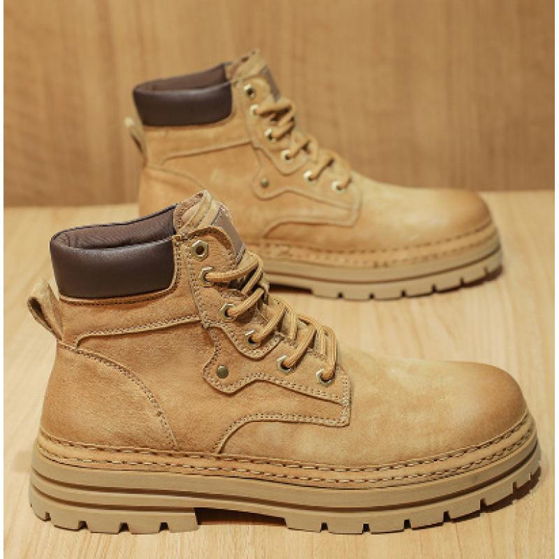 Rhubarb Boots Martin Boots Spring and Autumn Men's Leather Boots 2025 New Heightening Thick-soled Tooling Short Boots