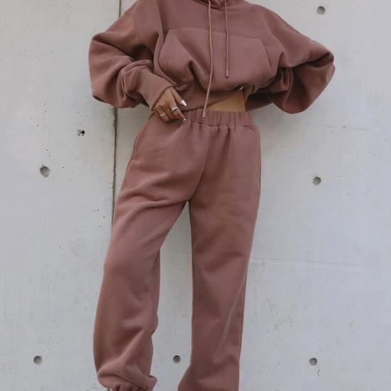 Women's 2 Piece Outfits Long Sleeve Pullover Crop Hoodies And Jogger Pants Sweatsuit Set Fall Casual Tracksuit Set