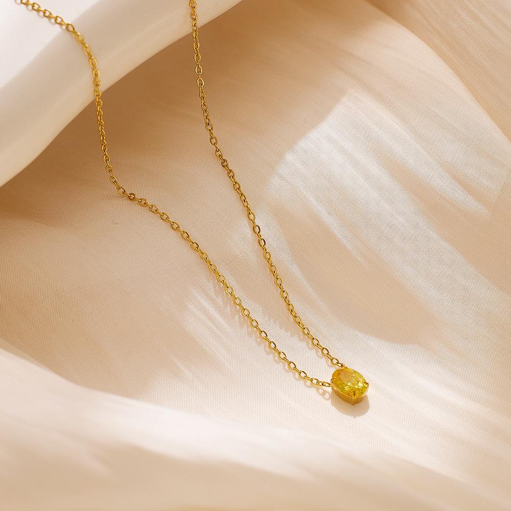 The Same Niche Design Clavicle Chain Female Plated 18k Gold Color Vermiculite Necklace Jewelry