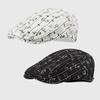 Printed Stripe Beret Cartoon Retro Painter Hat Fashion Octagonal Hat  Girl