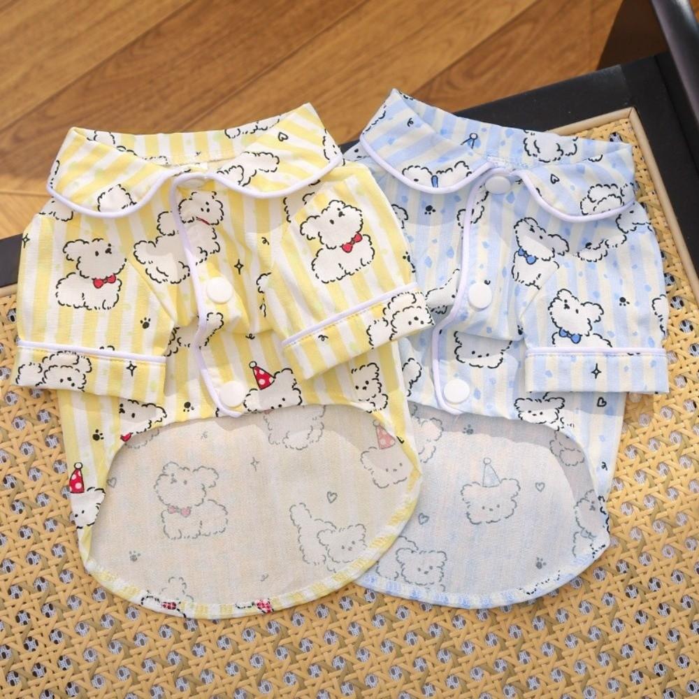 Cartoon Animal Pattern Puppy Cotton Shirt Breathable Dog Short Shirt Cute Pet Sleepwear  Summer