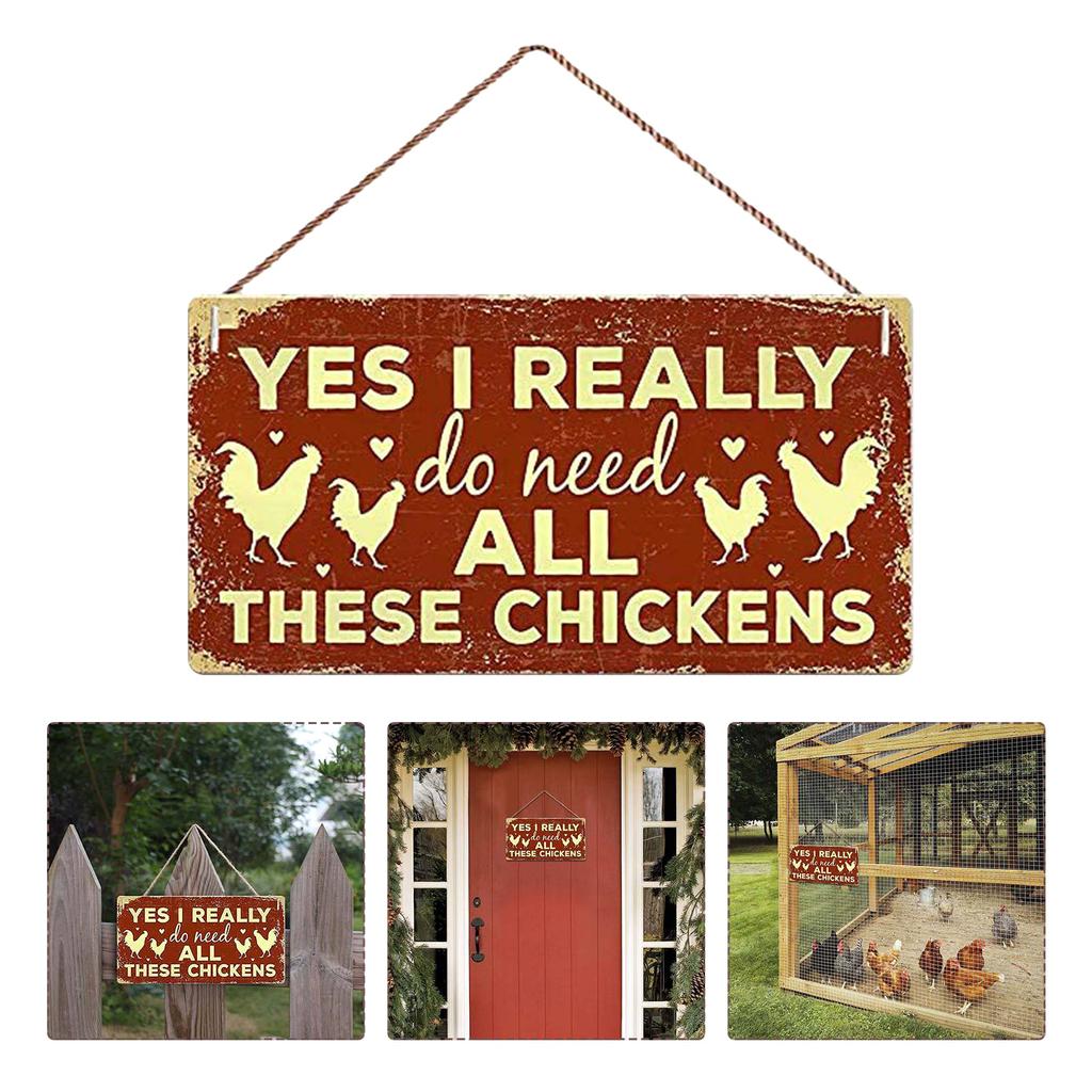 Funny Chicken Coop Signs Red Outdoor Farmhouse Decor Wood Hanging Wall Art Hanging Plaque for Chicken Lovers