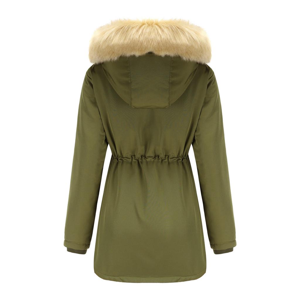 Women's Fashion Solid Colour  And Winter Cotton Loose Cotton Clothes Removable Hood Padded Jacket