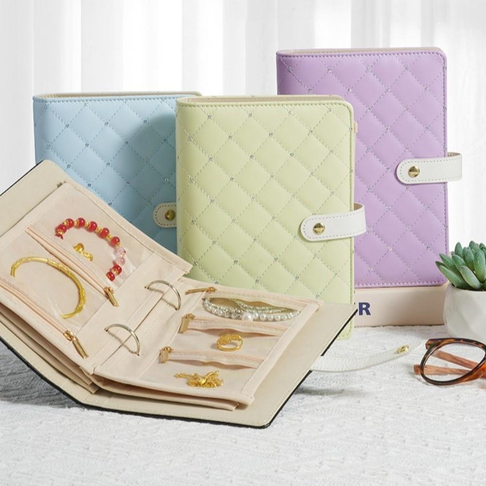 Zipper Jewelry Storage Book PU Leather Jewelry Storage Bag Jewelry Organizer Roll  Home