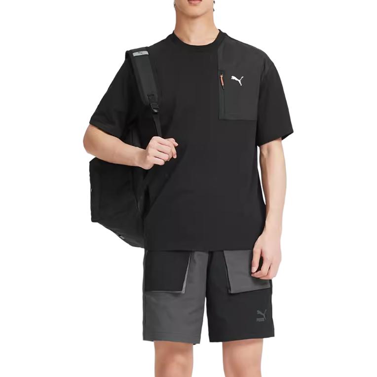 Puma Logo Casual Breathable Round Neck Short Sleeve T-Shirt Men T-Shirts Black 678357-01