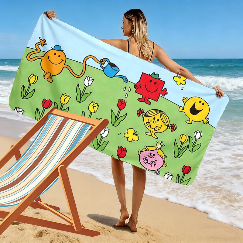 Mr. Men and Little Miss Print Beach Towel, Large Soft Quick Dry Towel for Beach Camping Swimming