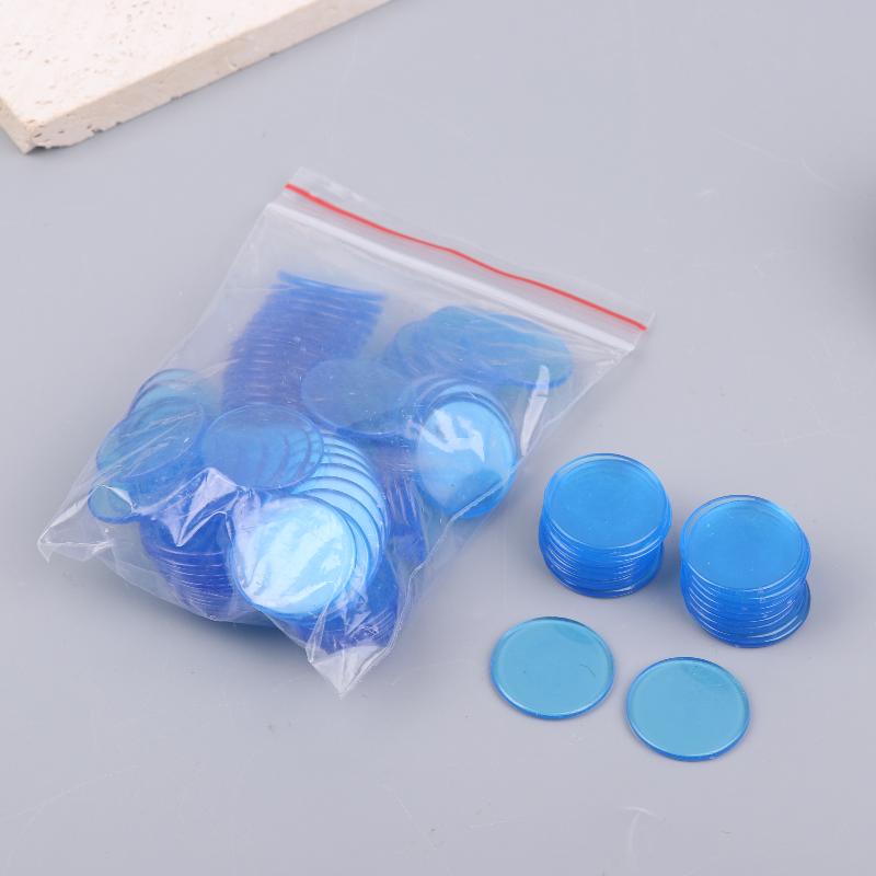 100Pcs 25Mm Color Plastic Chip Bingo Chip Montessori Interactive Learning Education Math Toys Family Party Counting Toy 100Pcs синий