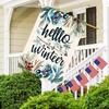 1pc, Hello, Winter Green Leaves, Pine Needles, Red Fruit Decoration Flag,double-sided Garden Flag, Courtyard Decoration, Outdoor Decoration, Lawn, Fla