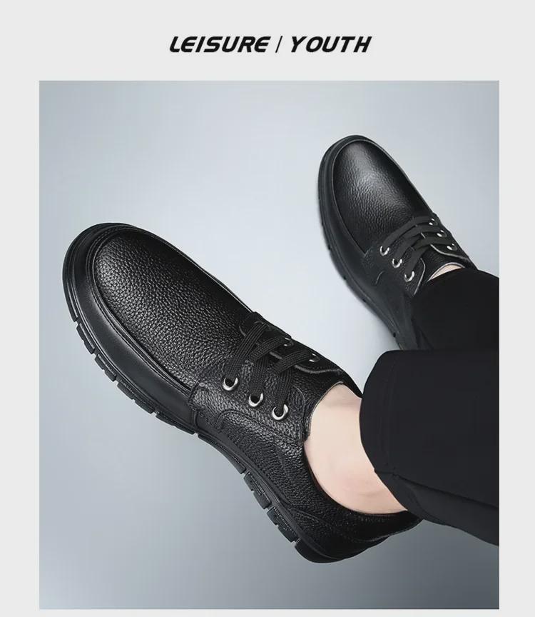 Men's Kitchen King Waterproof Non-Slip Chef Work Shoes, Oil-Resistant Leather for Spring/Autumn Casual Wear.