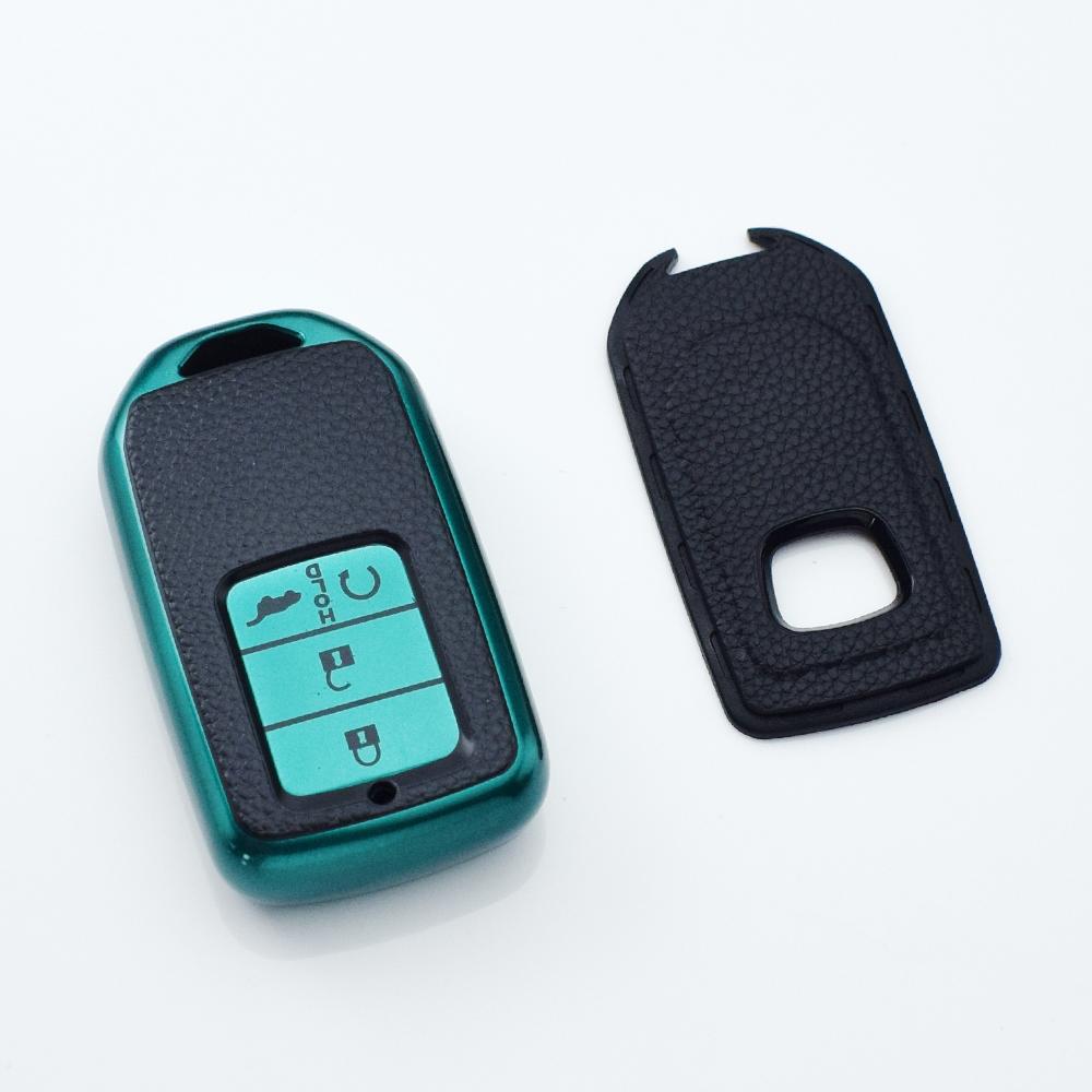

Чехол для автомобильного ключа из ТПУ кожи с 4 кнопками для Honda Accord EX EXL Civic Crv Hrv Pilot Ridgeline 2016-2018 Pocketor зелёный