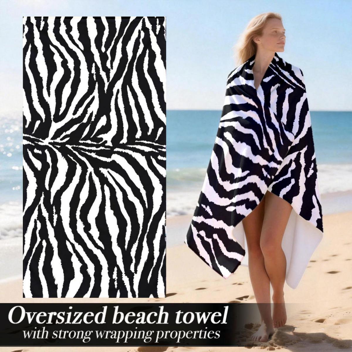 

Zebra Print Oversized Beach Towel Patterned Sunscreen And Windproof Suitable For Swimming Pool Camping Travel Blanket W40*H60(CM)