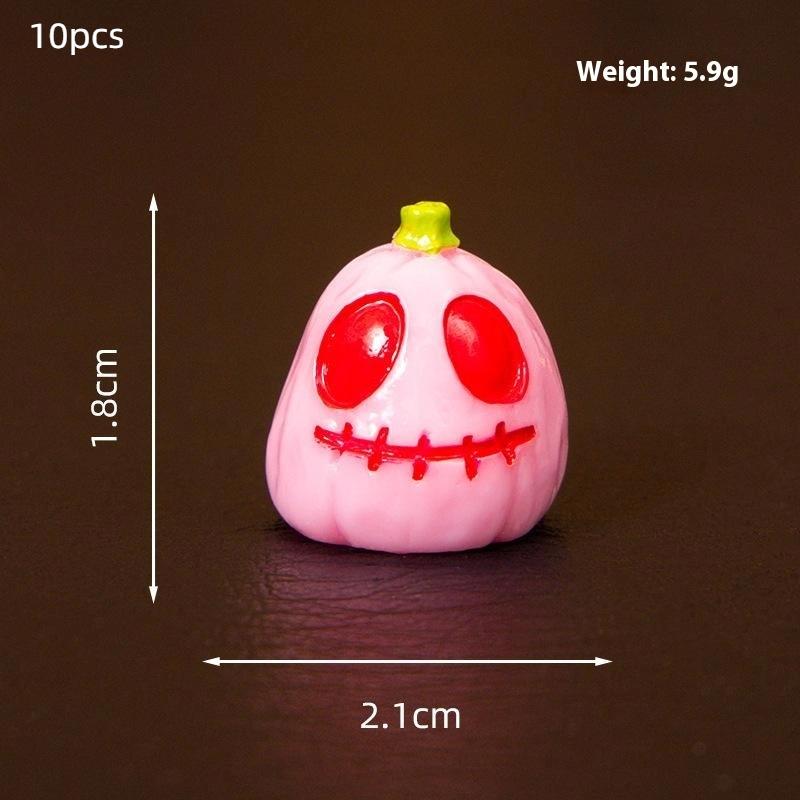 

10-Pack Small Resin Pumpkins for Fairy Gardens Autumn Decorative Micro Landscape Ornaments Desk Styling Gourds розовый
