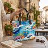 Watercolor Ocean Tote Bag Large Capacity Beach Travel Shoulder Bag Casual Reusable Shopping Bag