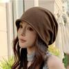 Linen knitted pile hat women's spring and summer thin breathable big head circumference cold hat confinement hat bag head hat versatile and small face